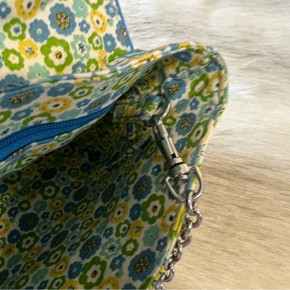 New VERA BRADLEY English Meadow 2011 Petite Chain Bag Clutch Blue Green Floral - Picture 10 of 15